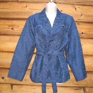 NWOT Blue Brocade Jacket